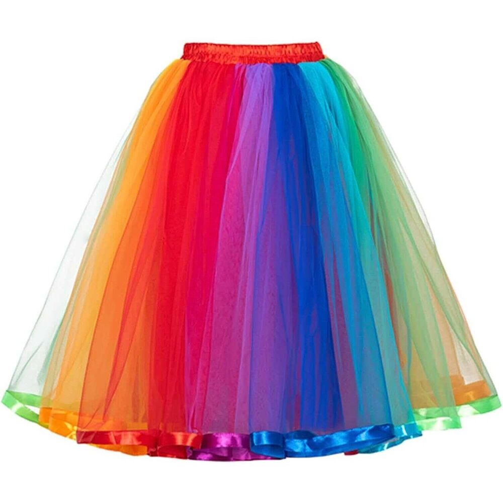3722 Rainbow Tutu Skirt Layered Tulle Girls Colorful Halloween Costumes